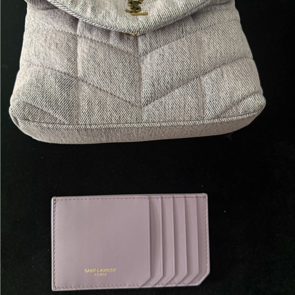 Brand new Yves Saint Laurent Purple Quilted Women's Clutch w/ card holder denim - Picture 5 of 10